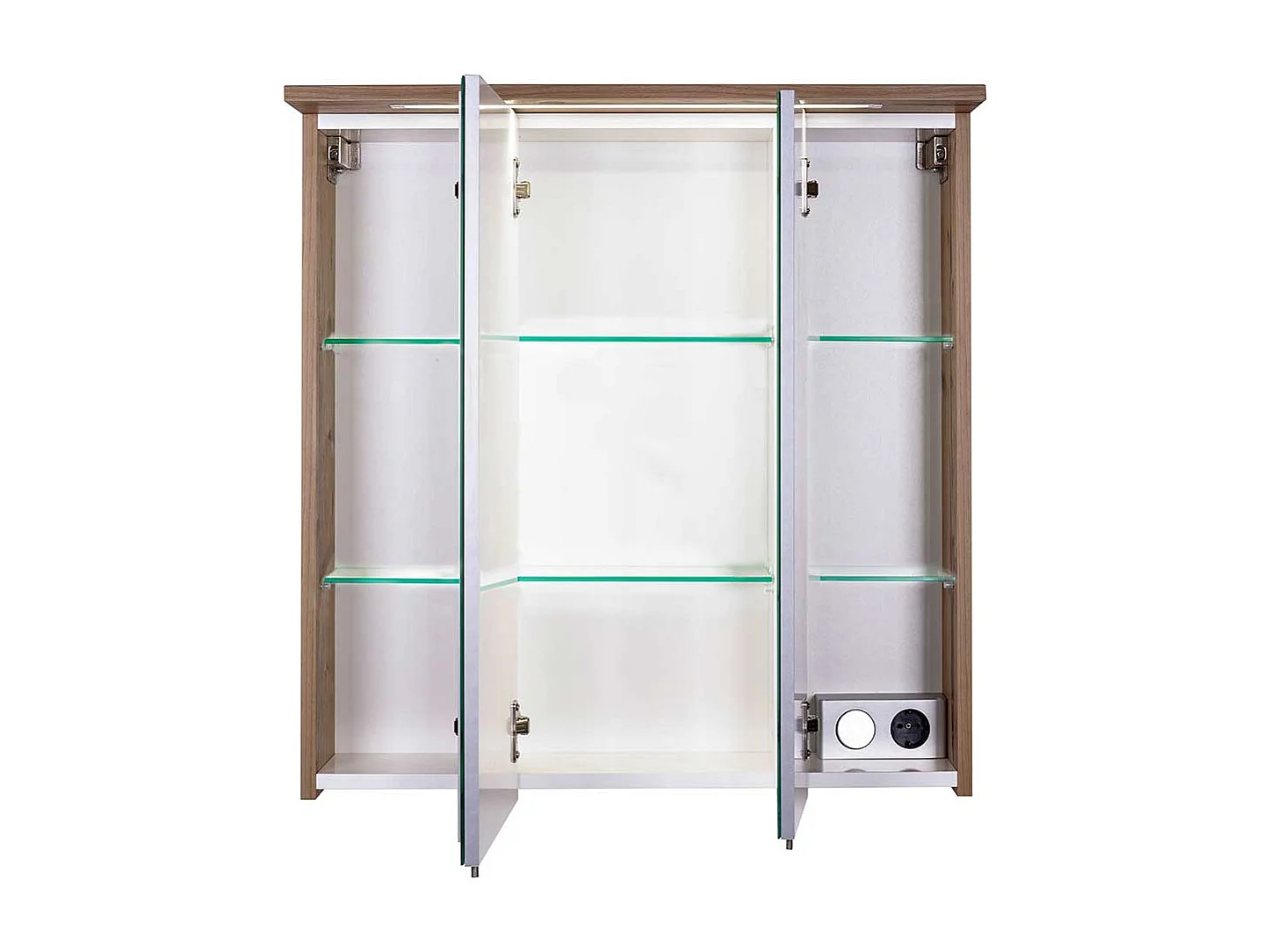 Bad Spiegelschrank im Dekor Fichte Grau LED Beleuchtung