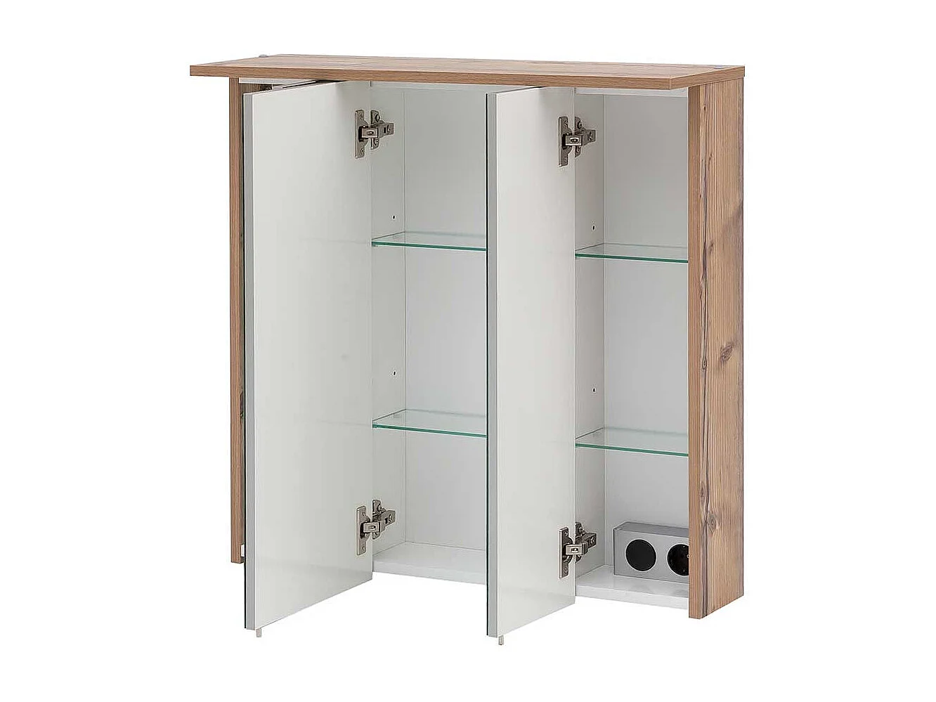 Bad Spiegelschrank im Dekor Fichte Grau LED Beleuchtung