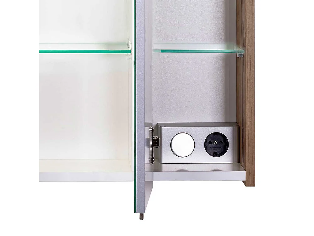 Bad Spiegelschrank im Dekor Fichte Grau LED Beleuchtung