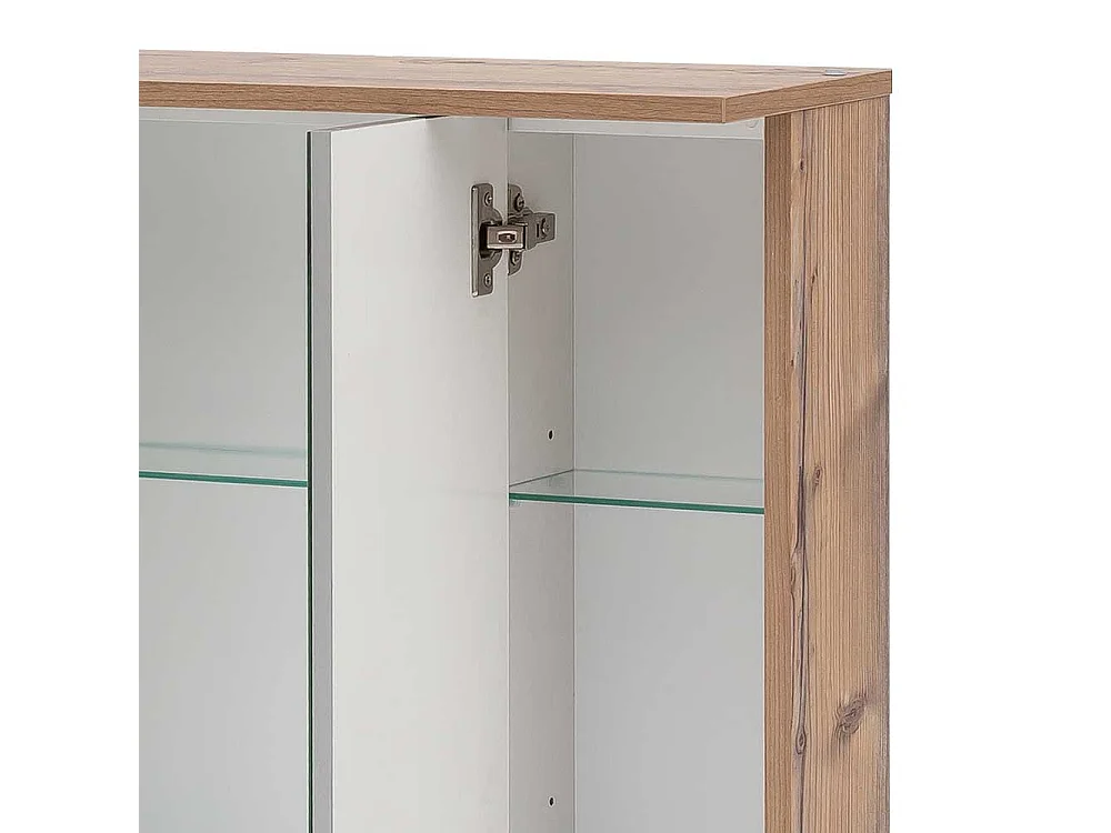 Bad Spiegelschrank im Dekor Fichte Grau LED Beleuchtung