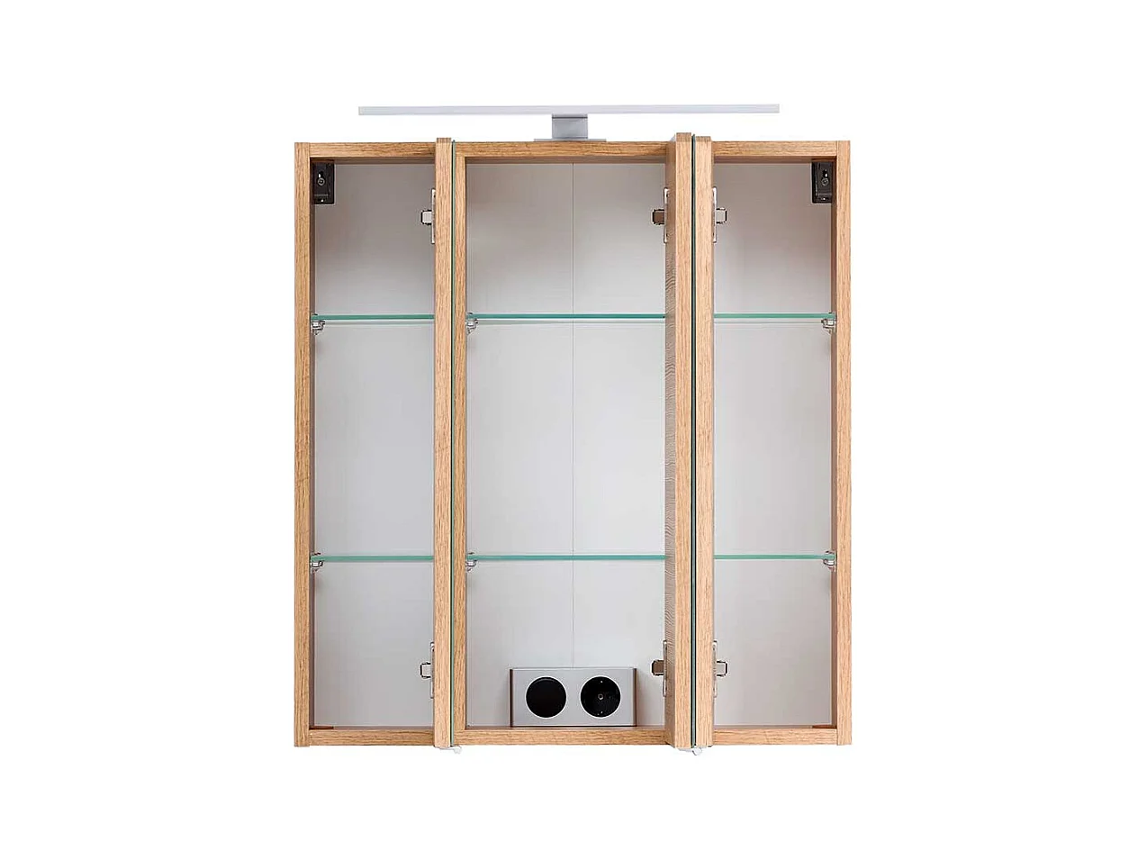 3 D Badezimmer Spiegelschrank Wildeiche Optik Korpus drei Türen