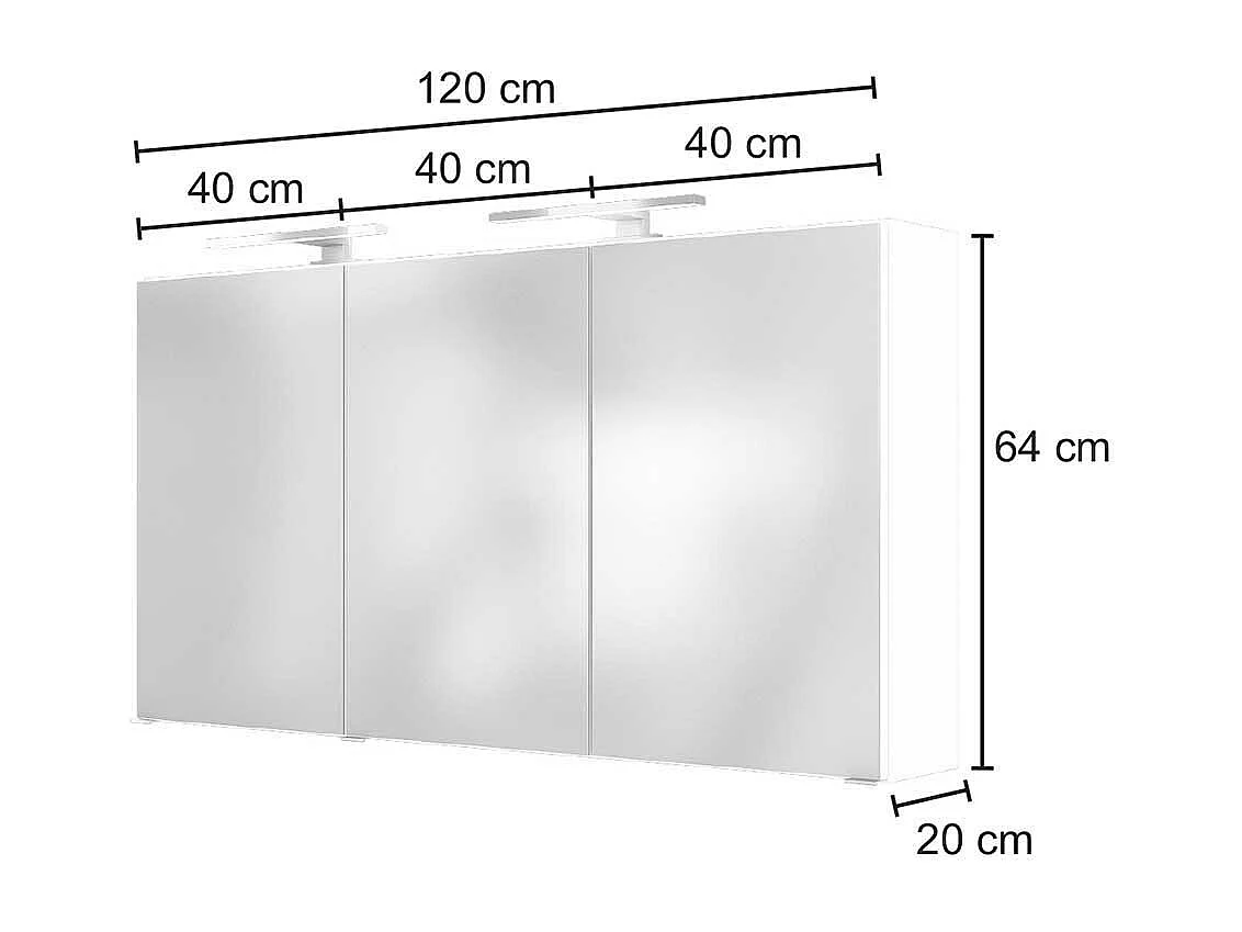 Design Spiegelschrank in Weiß 120 cm breit