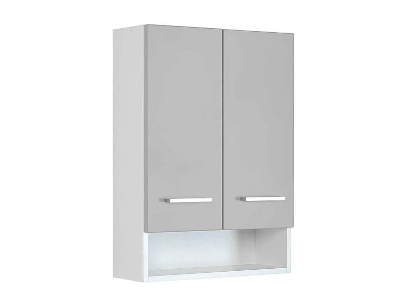 Badezimmer Hängeschrank in Hellgrau und Weiß 50 cm breit