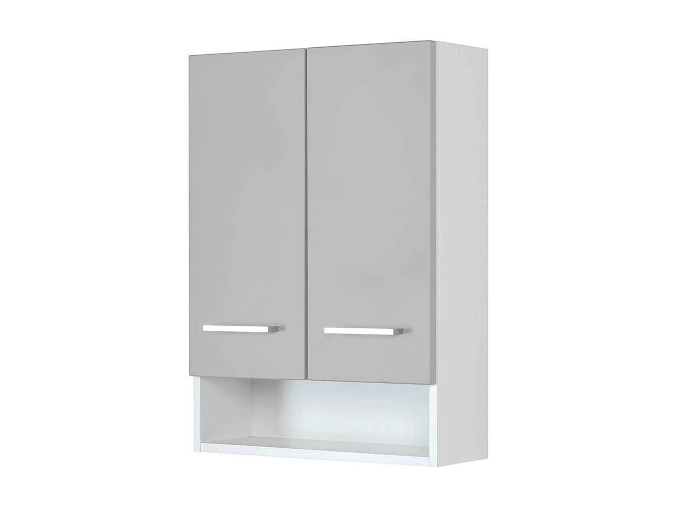Badezimmer Hängeschrank in Hellgrau und Weiß 50 cm breit