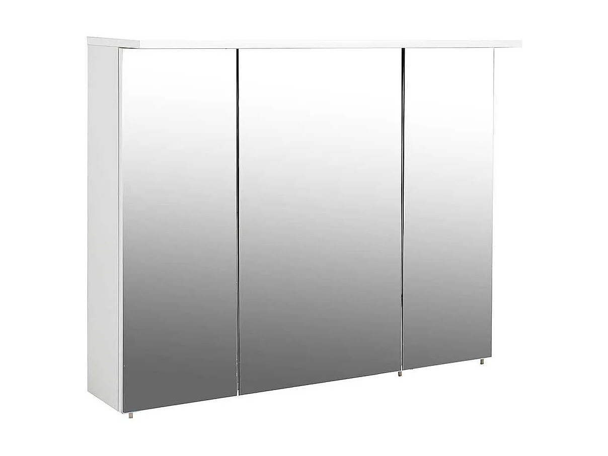 Weißer Badezimmer Spiegelschrank mit LED Beleuchtung 73 cm hoch