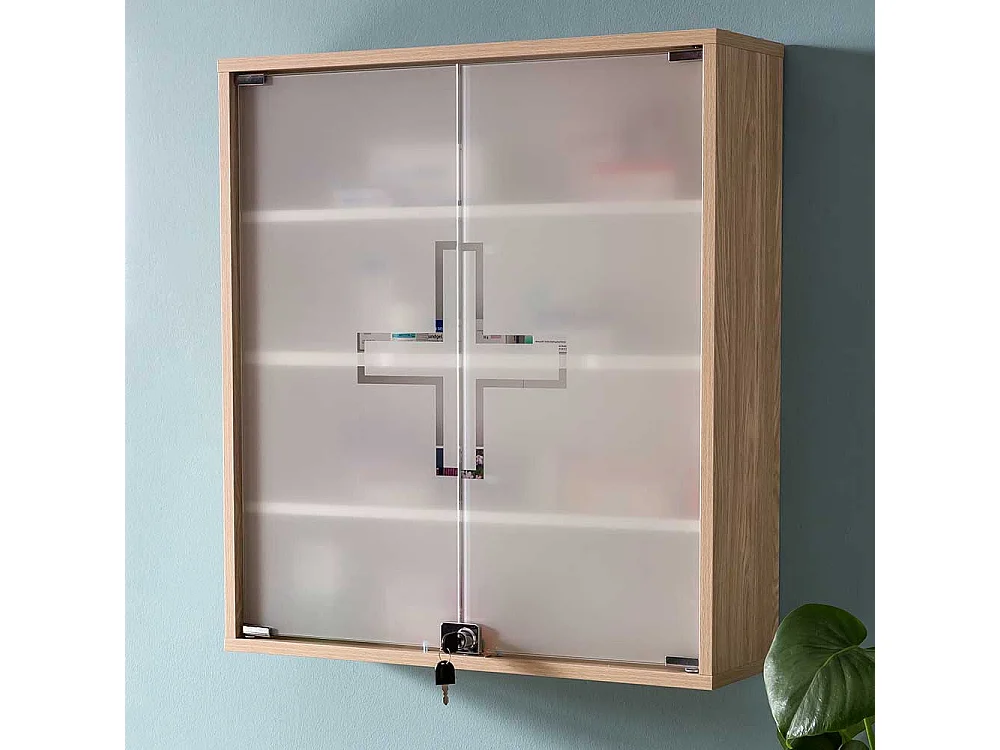 Medikamentenschrank mit Glastüren sicher abschließbar