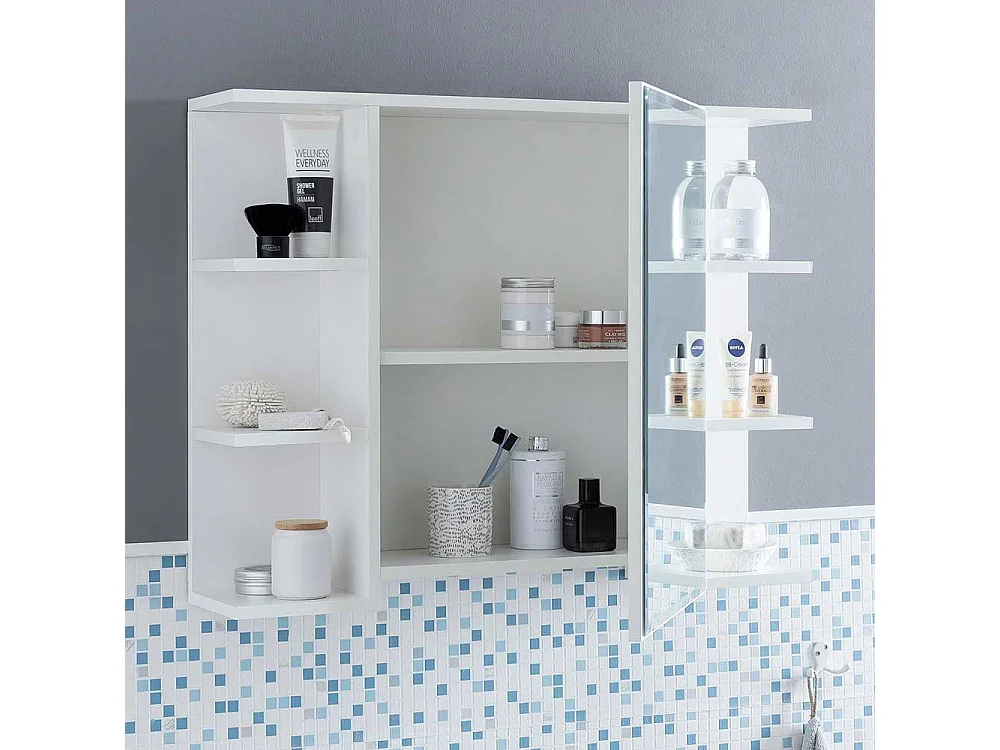 Weißer Spiegelschrank 80 cm breit 1-türig