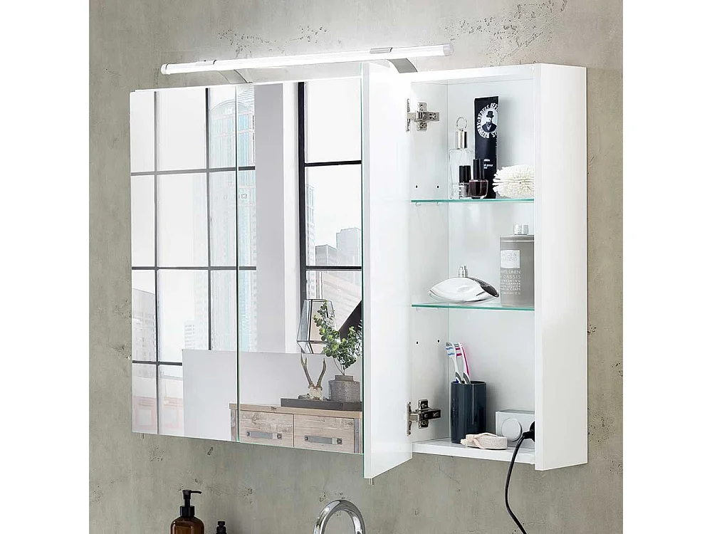 Spiegelschrank Bad weiss Made in Germany LED Beleuchtung