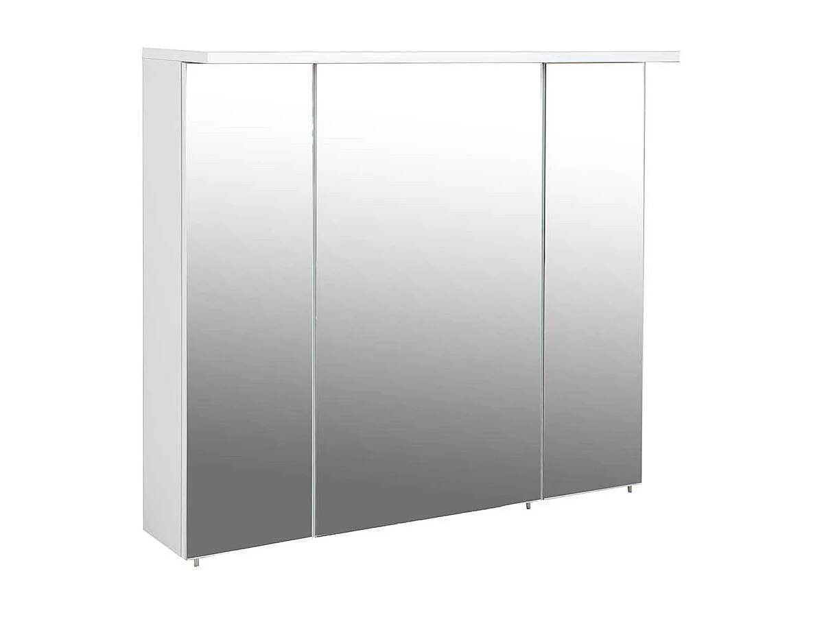 Weißer Badezimmer Spiegelschrank mit LED Beleuchtung 73 cm hoch