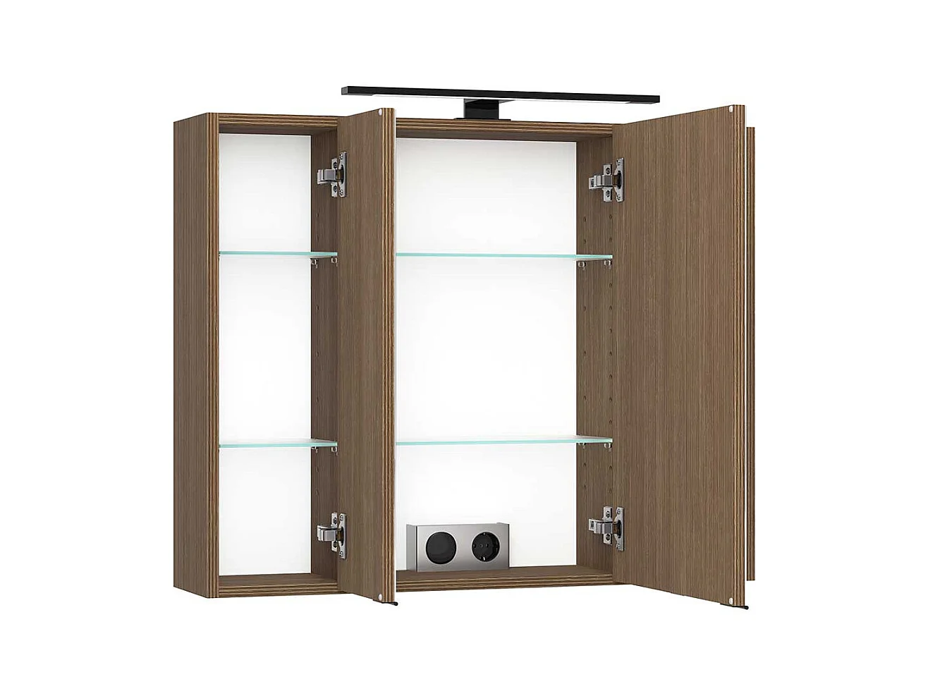 Badezimmerschrank Spiegelschrank Bad mit LED Beleuchtung in Eiche dunkel