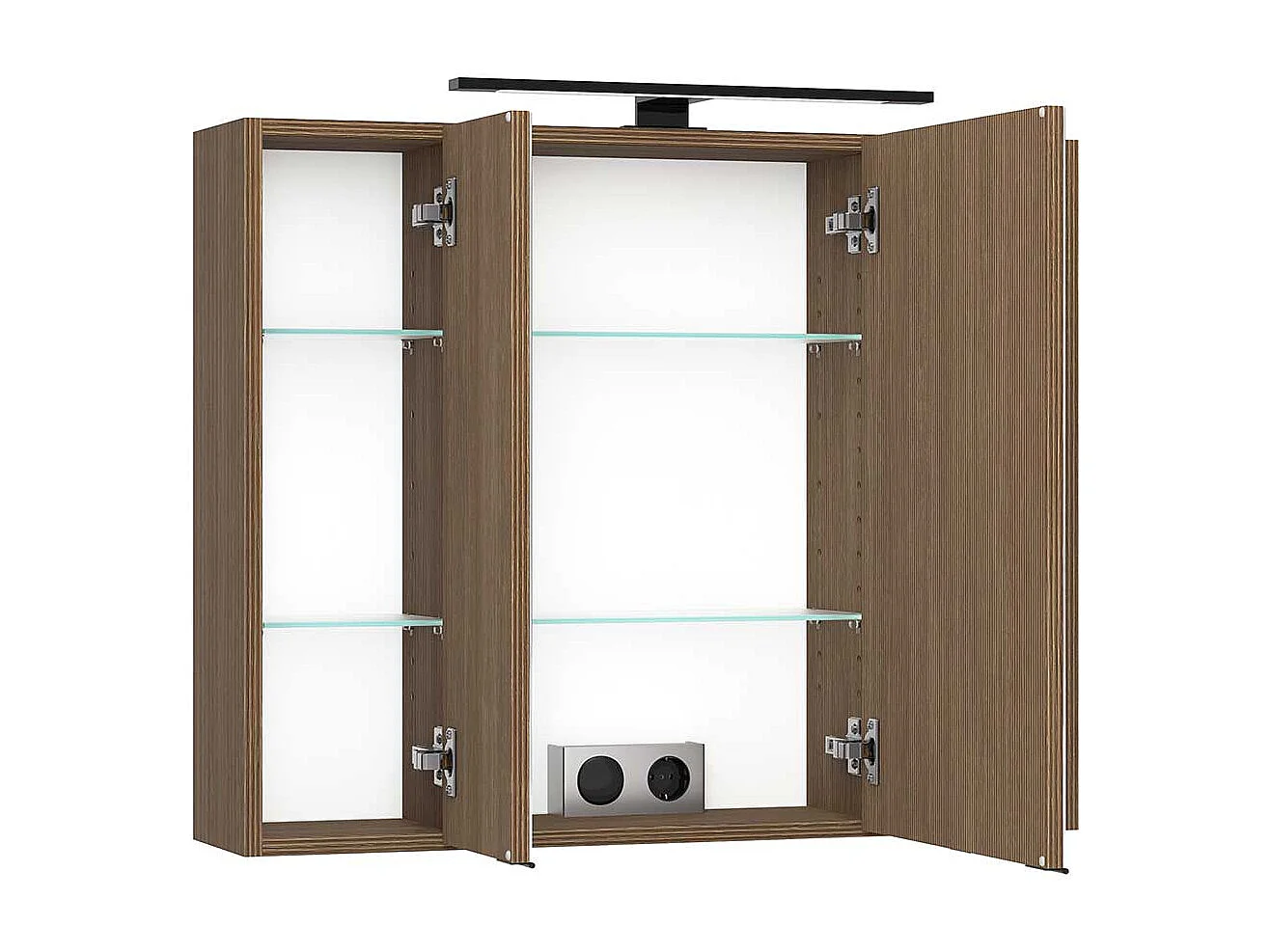 Badezimmerschrank Spiegelschrank Bad mit LED Beleuchtung in Eiche dunkel