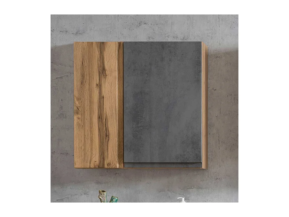 Badezimmer Hängeschrank in Wildeichefarben & Beton Grau Made in Germany