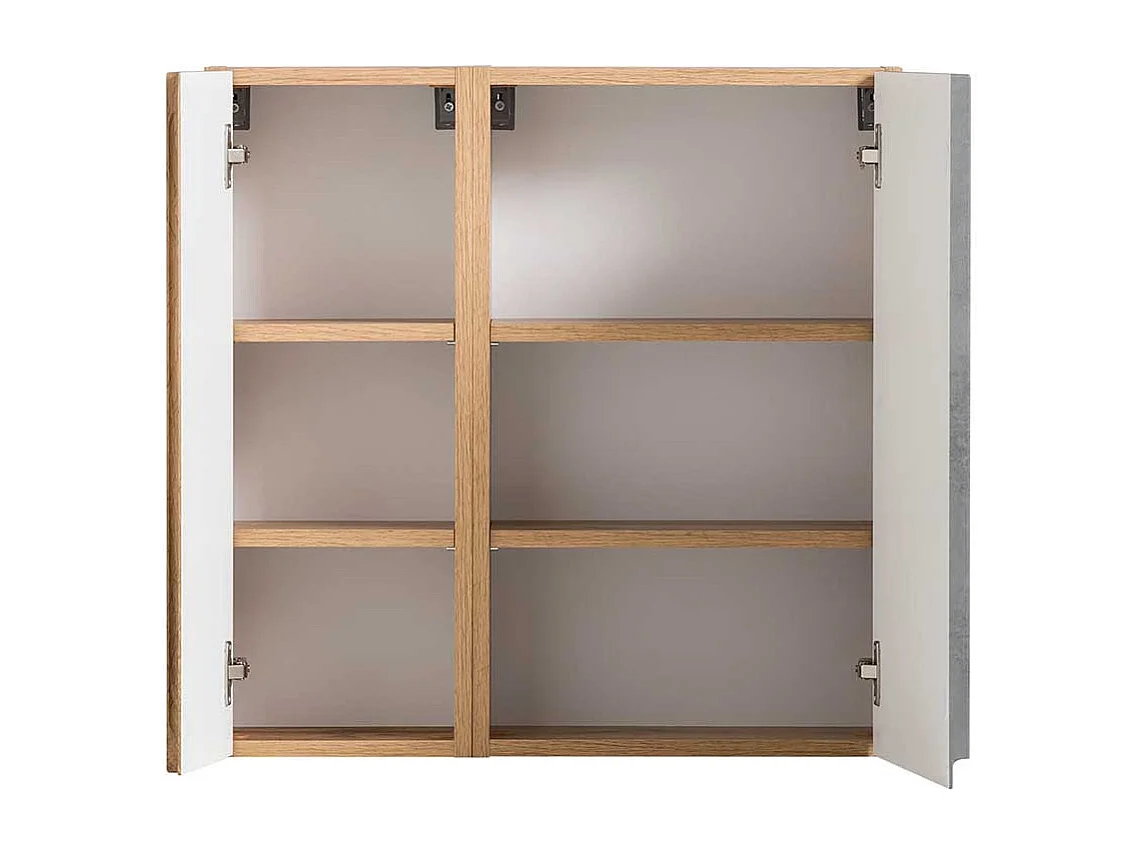 Badezimmer Hängeschrank in Wildeichefarben & Beton Grau Made in Germany