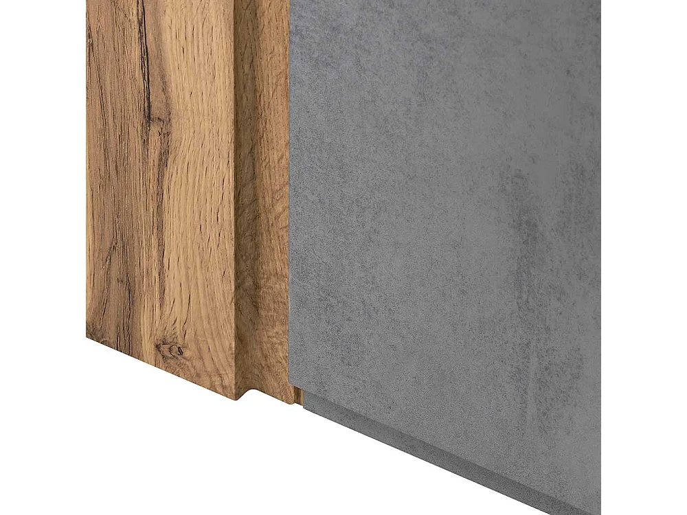 Badezimmer Hängeschrank in Wildeichefarben & Beton Grau Made in Germany