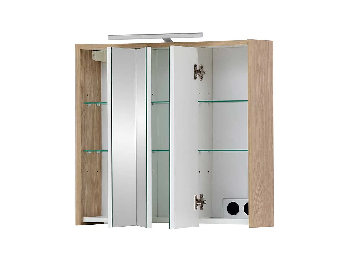 Badezimmer Spiegelschrank in Eiche hell 3 türig Made in Germany