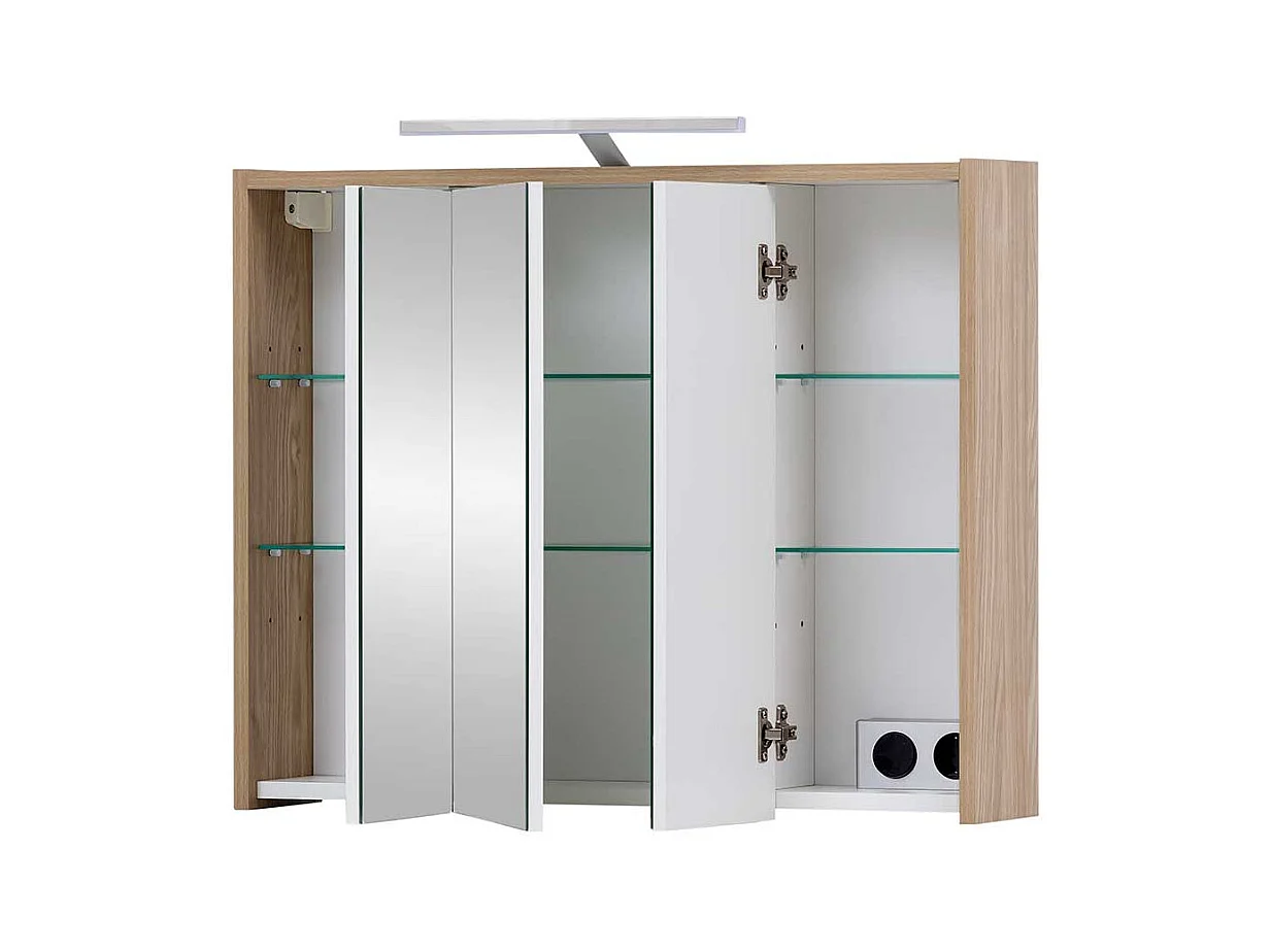 Badezimmer Spiegelschrank in Eiche hell 3 türig Made in Germany