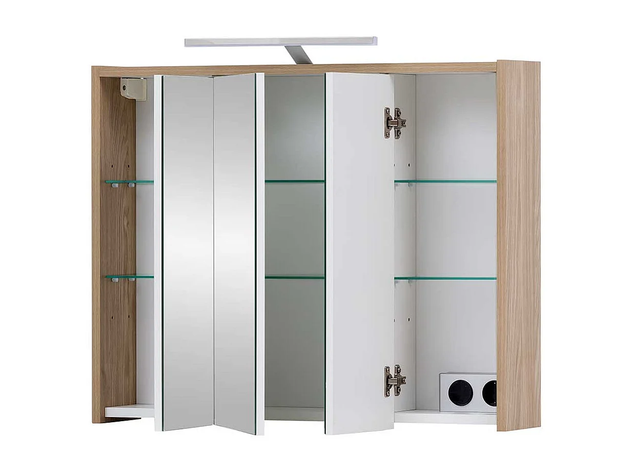 Badezimmer Spiegelschrank in Eiche hell 3 türig Made in Germany