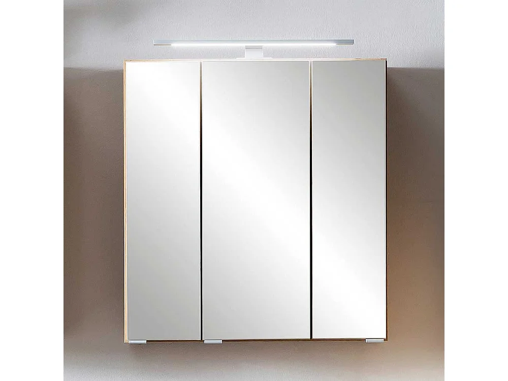 3 D Badezimmer Spiegelschrank Wildeiche Optik Korpus drei Türen