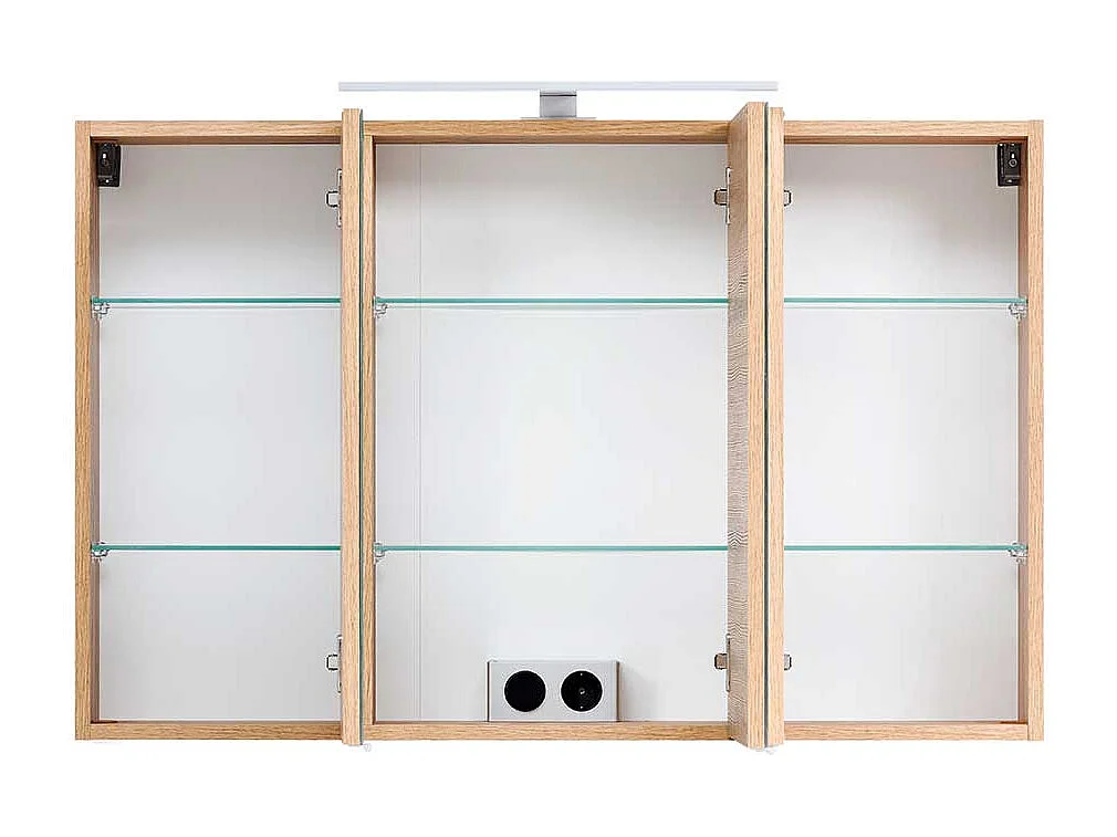 3 D Badezimmer Spiegelschrank Wildeiche Optik Korpus drei Türen