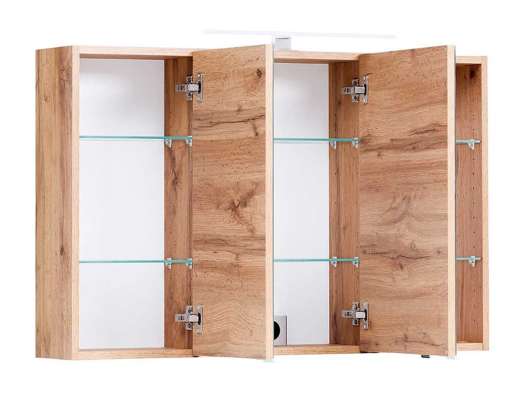 3 D Badezimmer Spiegelschrank Wildeiche Optik Korpus drei Türen