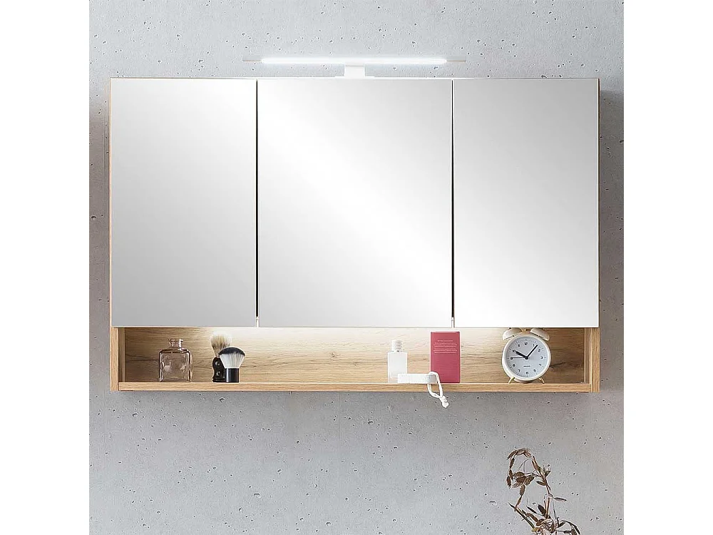 3D Badspiegelschrank in Wildeichefarben Made in Germany