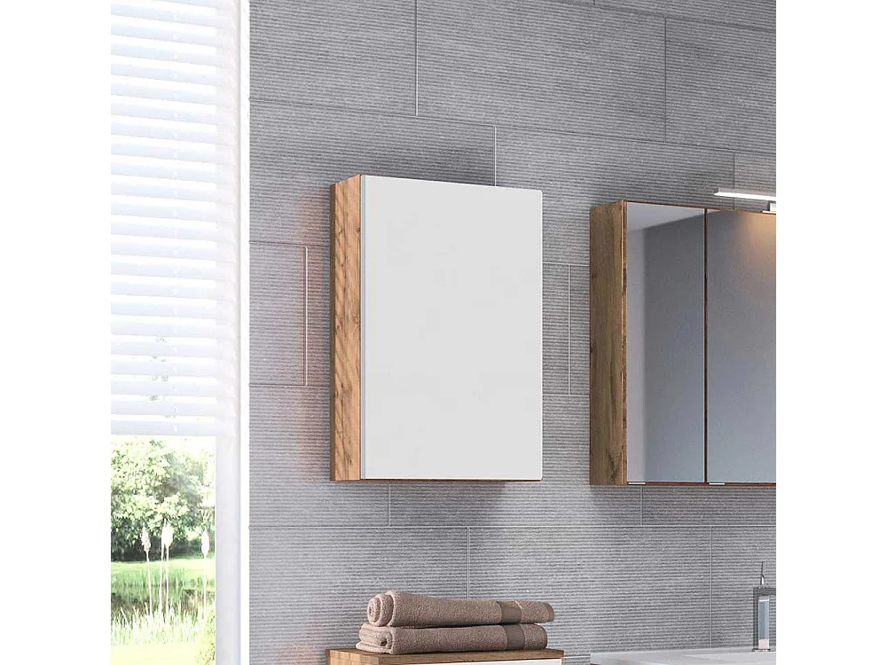 Bad Hängeschrank in Weiß und Wildeiche Optik 40 cm breit