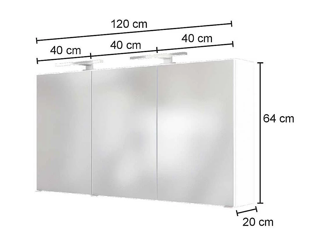 Lichtspiegelschrank in Wildeichefarben 120 cm breit