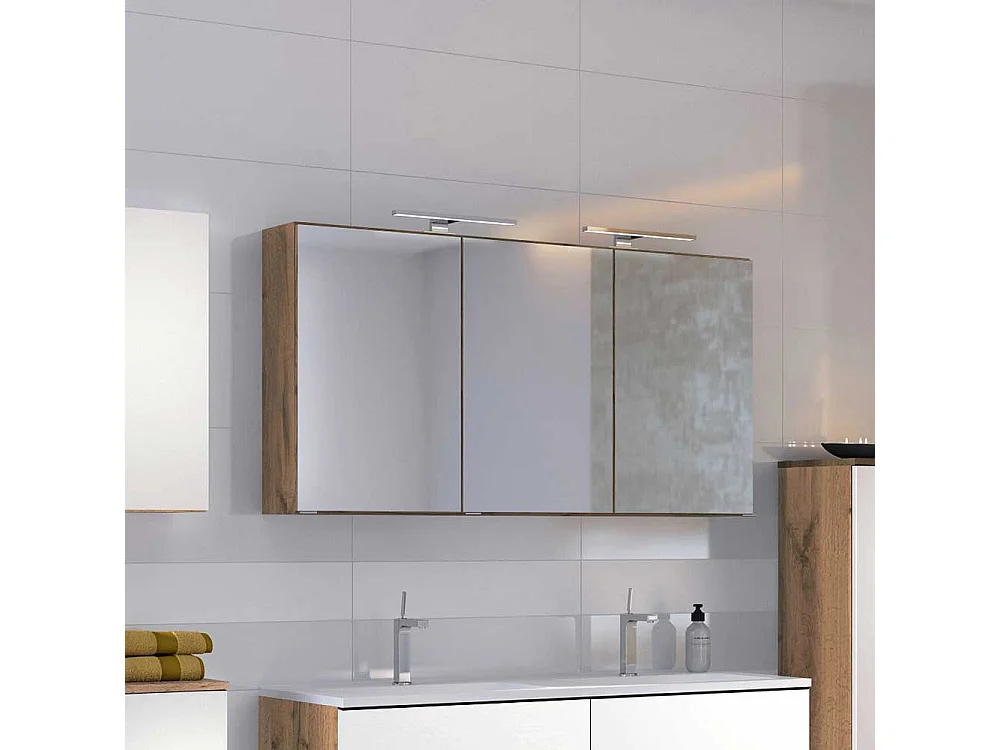 Lichtspiegelschrank in Wildeichefarben 120 cm breit