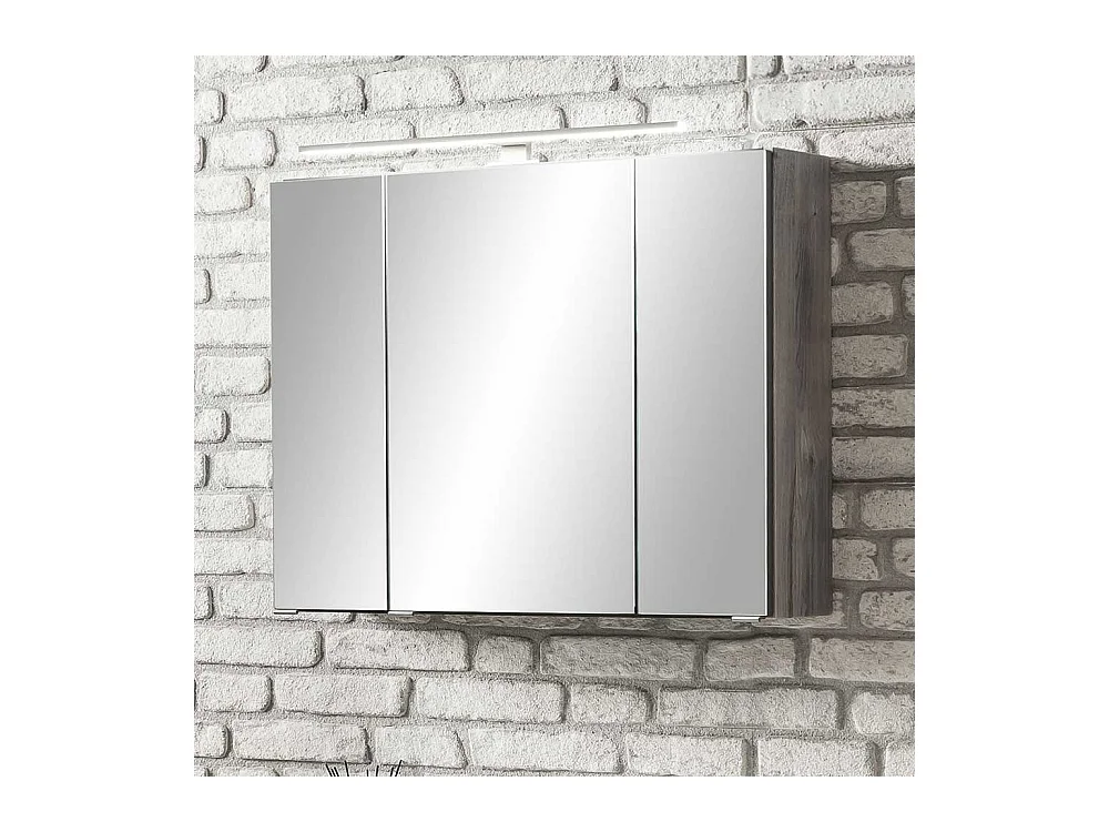 Lichtspiegelschrank in Eiche Grau 80 cm breit