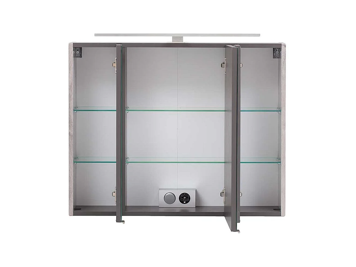 Lichtspiegelschrank in Eiche Grau 80 cm breit