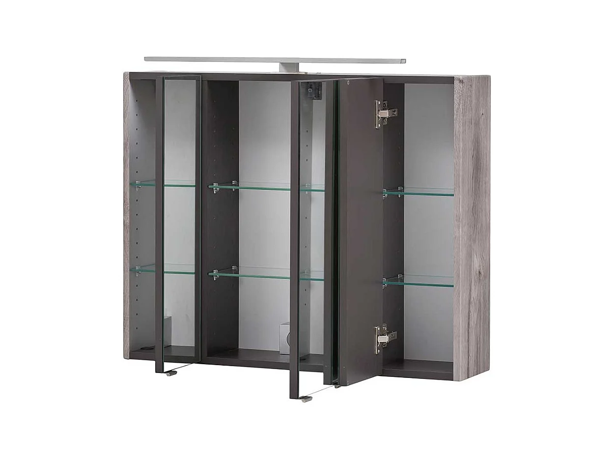 Lichtspiegelschrank in Eiche Grau 80 cm breit