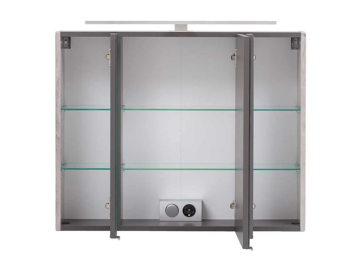 Lichtspiegelschrank in Eiche Grau 80 cm breit