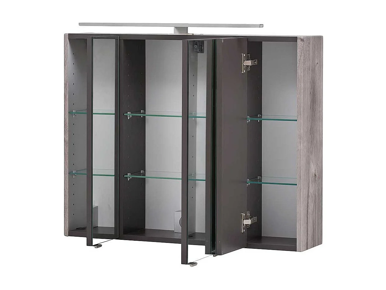 Lichtspiegelschrank in Eiche Grau 80 cm breit