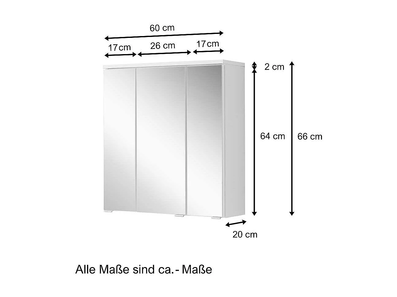 Badspiegelschrank in Weiß 3-türig
