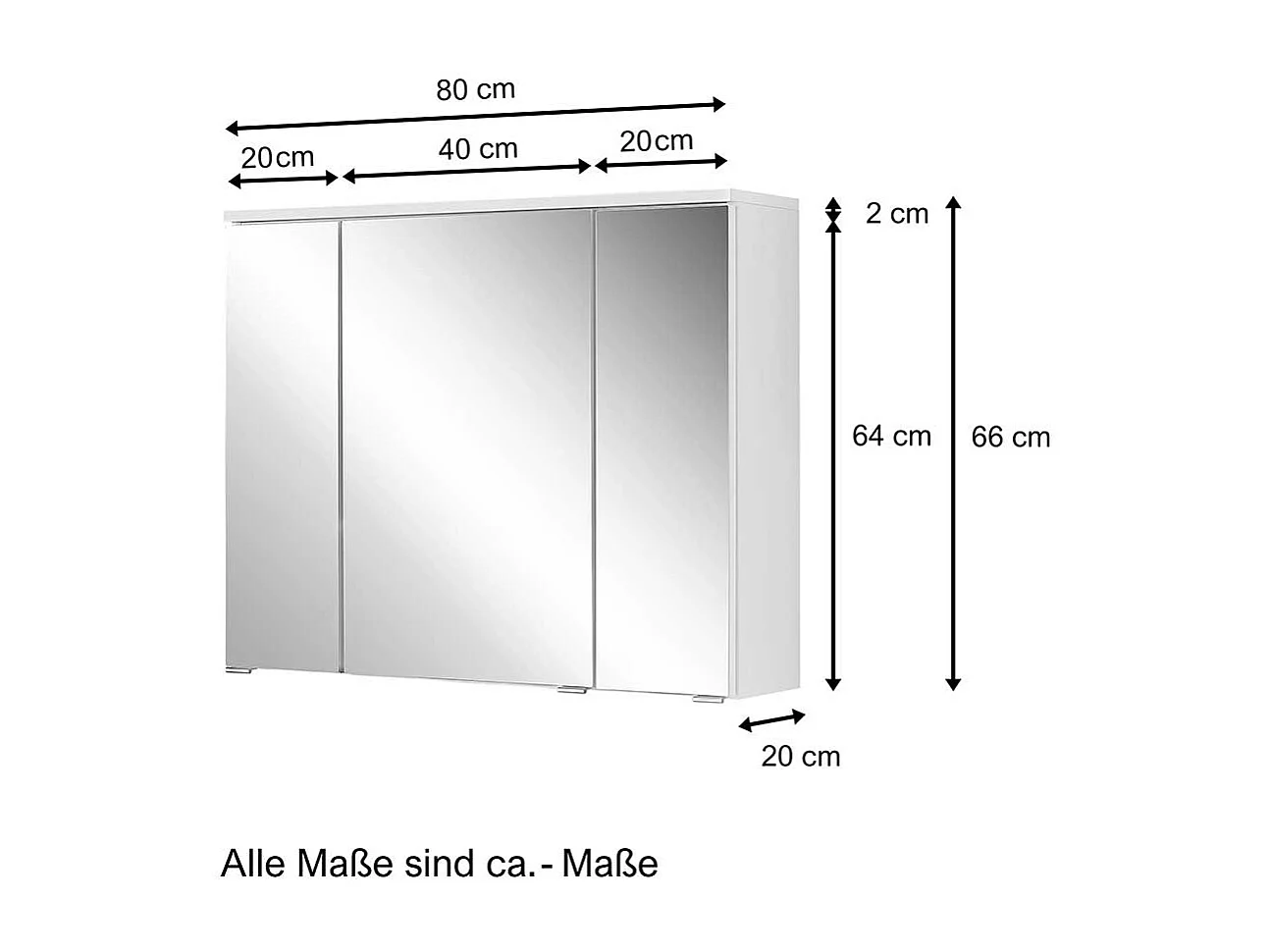 Badspiegelschrank in Weiß 3-türig