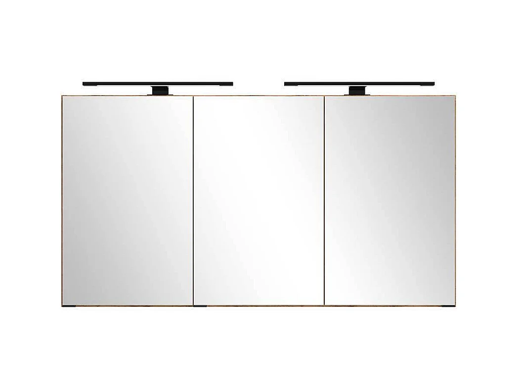 Spiegel Badezimmerschrank in Wildeichefarben drei Drehtüren