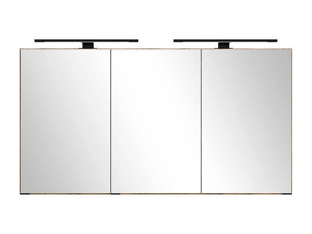 Spiegel Badezimmerschrank in Wildeichefarben drei Drehtüren