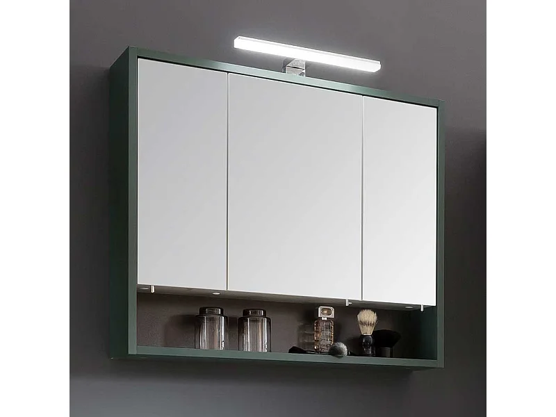 Badspiegelschrank in Dunkelgrün und Goldfarben LED Aufsatzleuchte