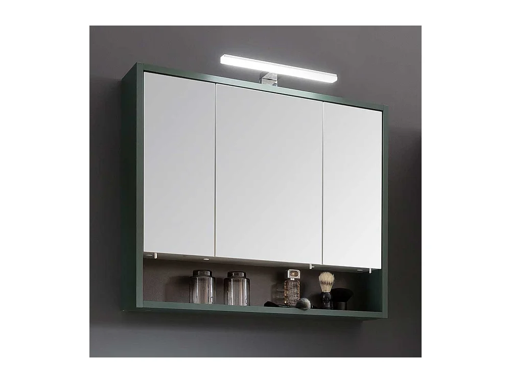 Badspiegelschrank in Dunkelgrün und Goldfarben LED Aufsatzleuchte