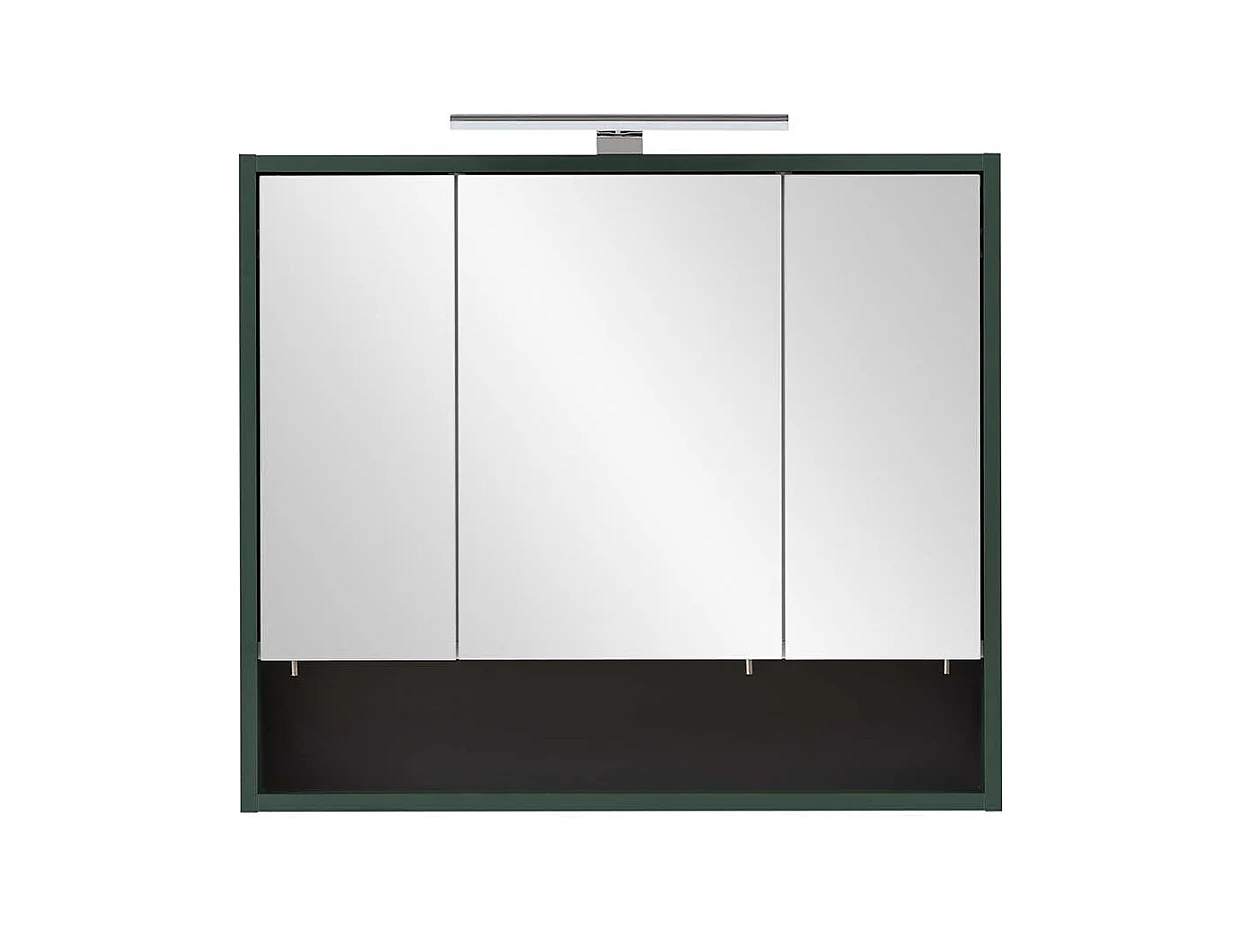 Badspiegelschrank in Dunkelgrün und Goldfarben LED Aufsatzleuchte