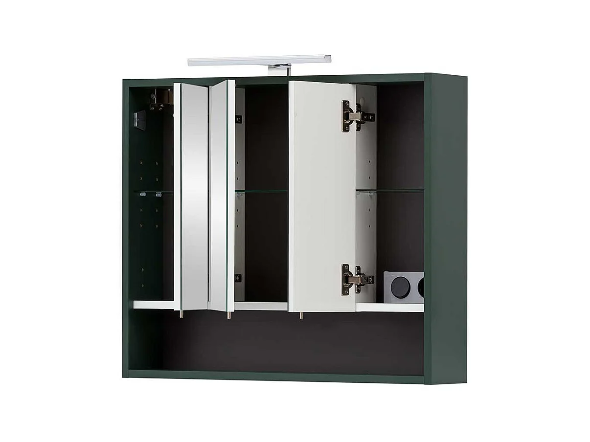 Badspiegelschrank in Dunkelgrün und Goldfarben LED Aufsatzleuchte