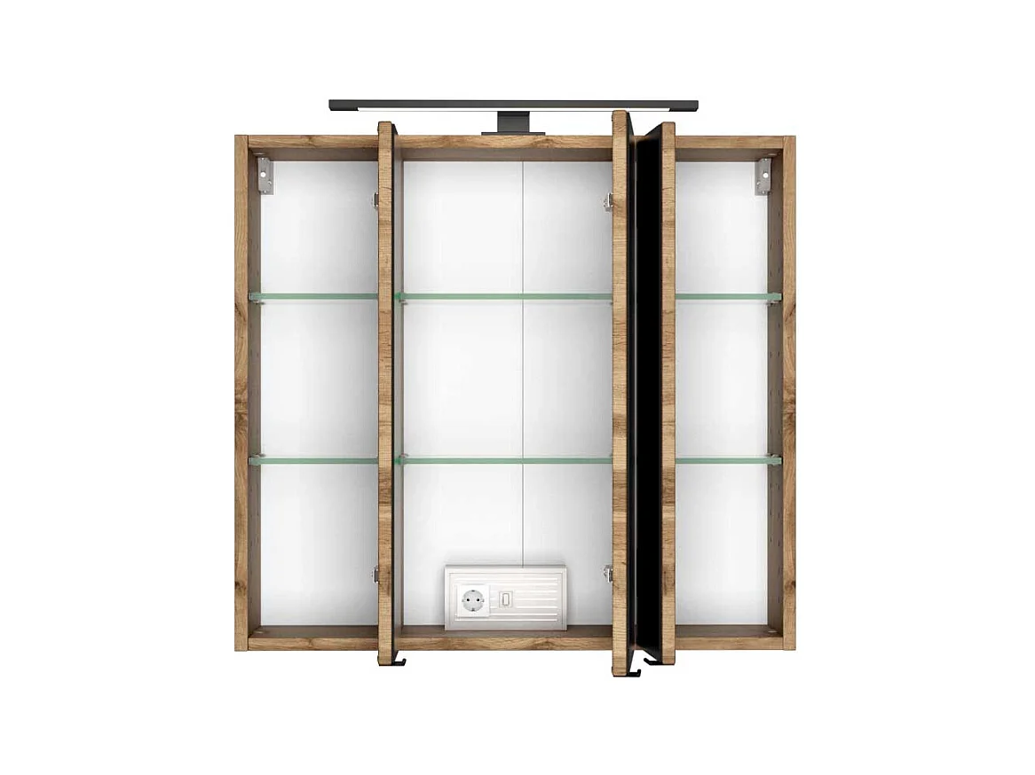 Spiegel Badschrank im Wildeiche Dekor LED Beleuchtung