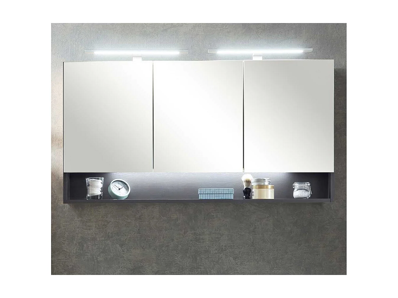 Großer Spiegelschrank mit LED Beleuchtung 120 cm breit
