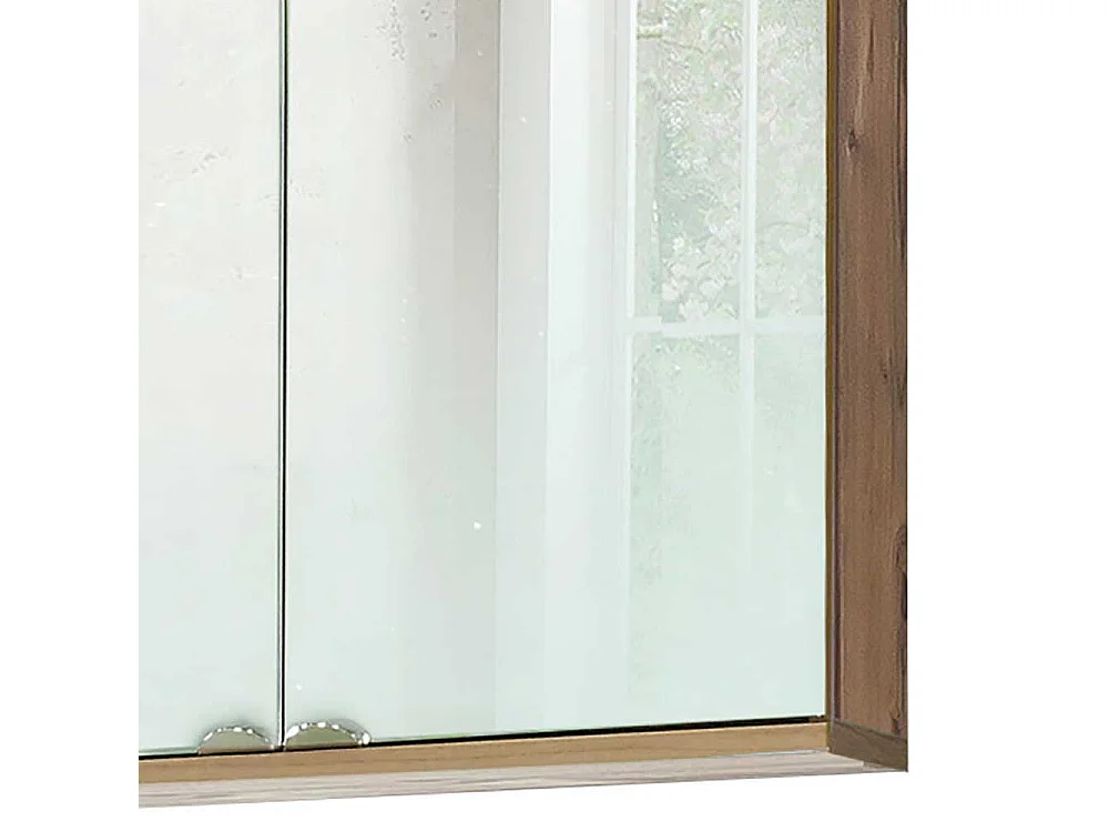 Spiegel Badschrank im Dekor Fichte Grau LED Beleuchtung