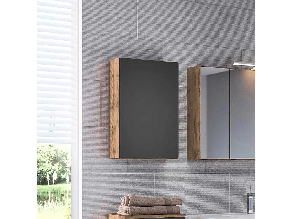 Bad Oberschrank in Dunkelgrau und Wildeiche Optik 40 cm breit