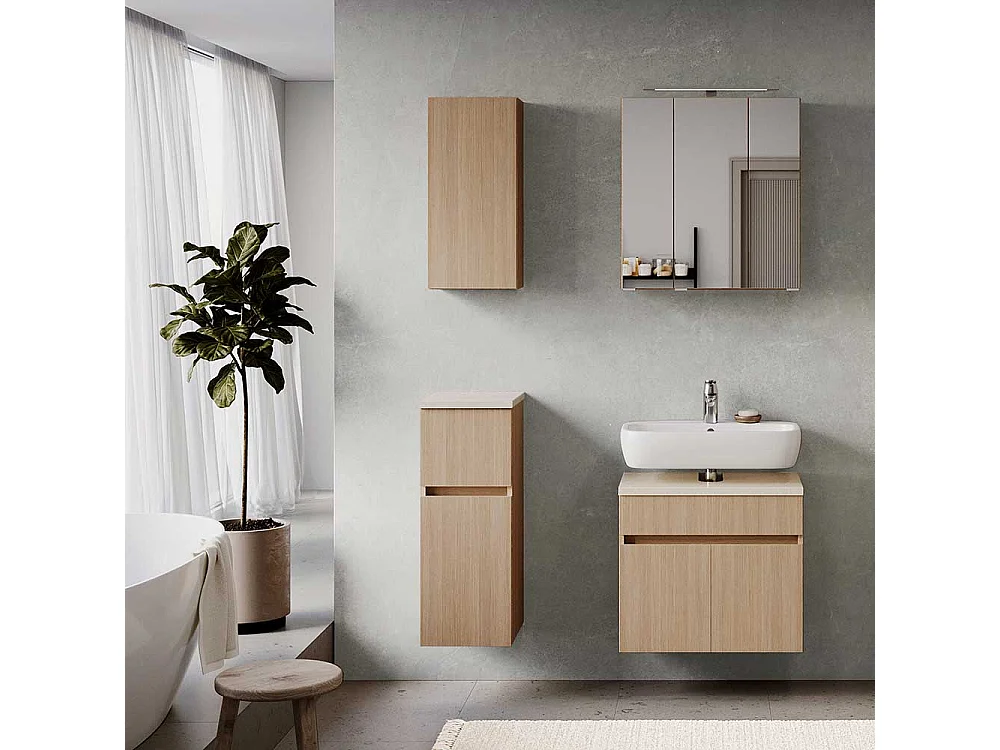 Badezimmerschrank Wandschrank für die Wandmontage in Eiche hell