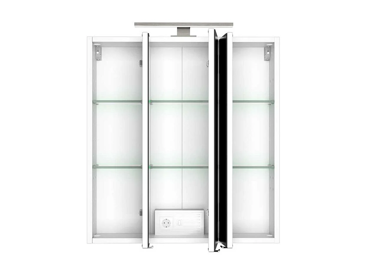 LED Badspiegelschrank in Weiß 3-türig