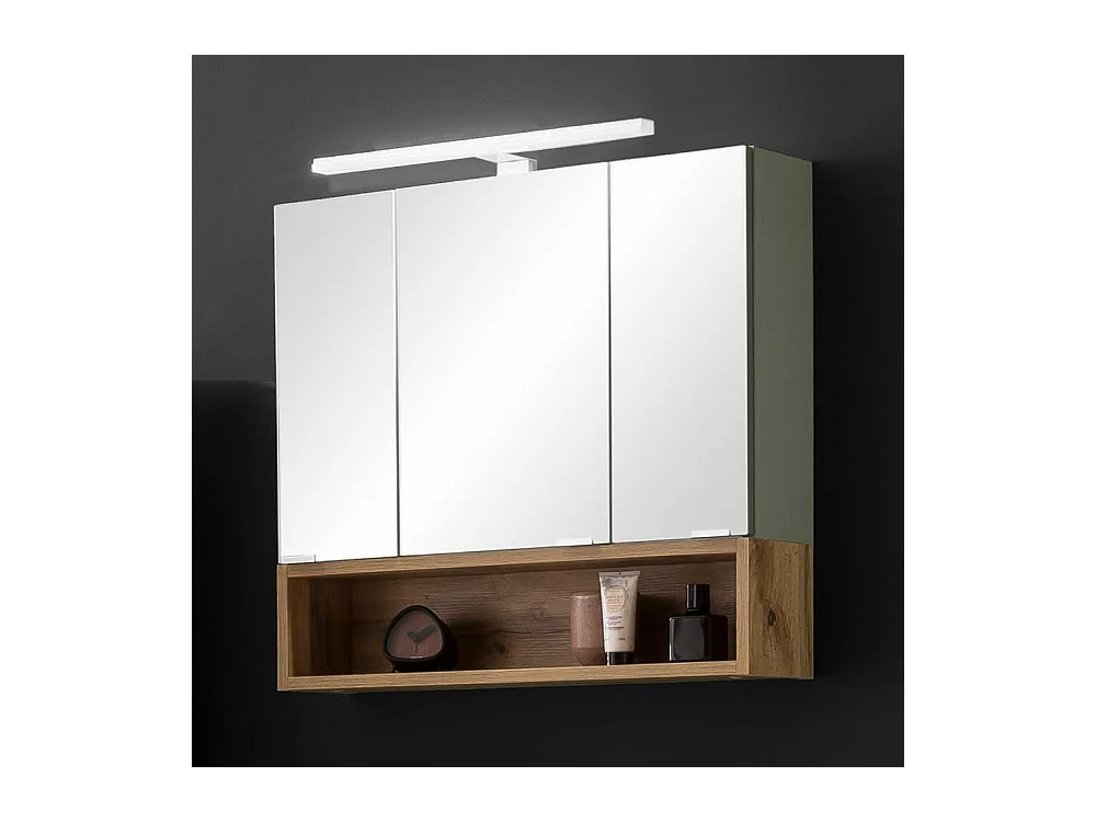Badezimmerspiegelschrank in Graugrün Eichefarben