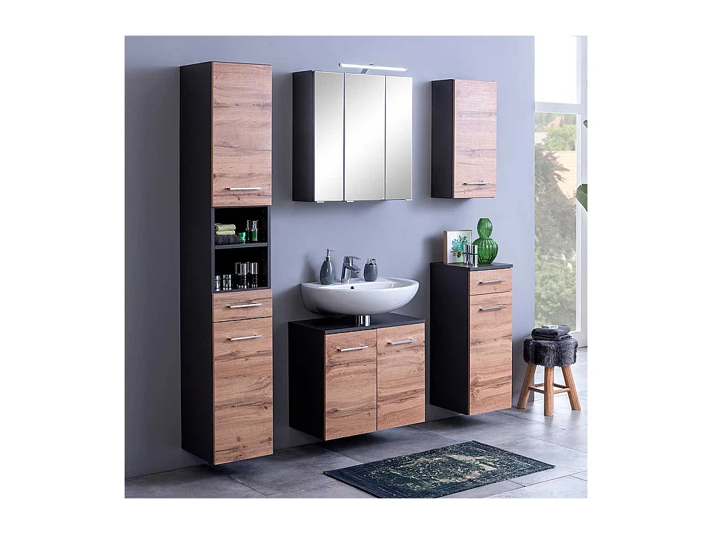 Spiegel Badschrank in Dunkelgrau 60 cm breit