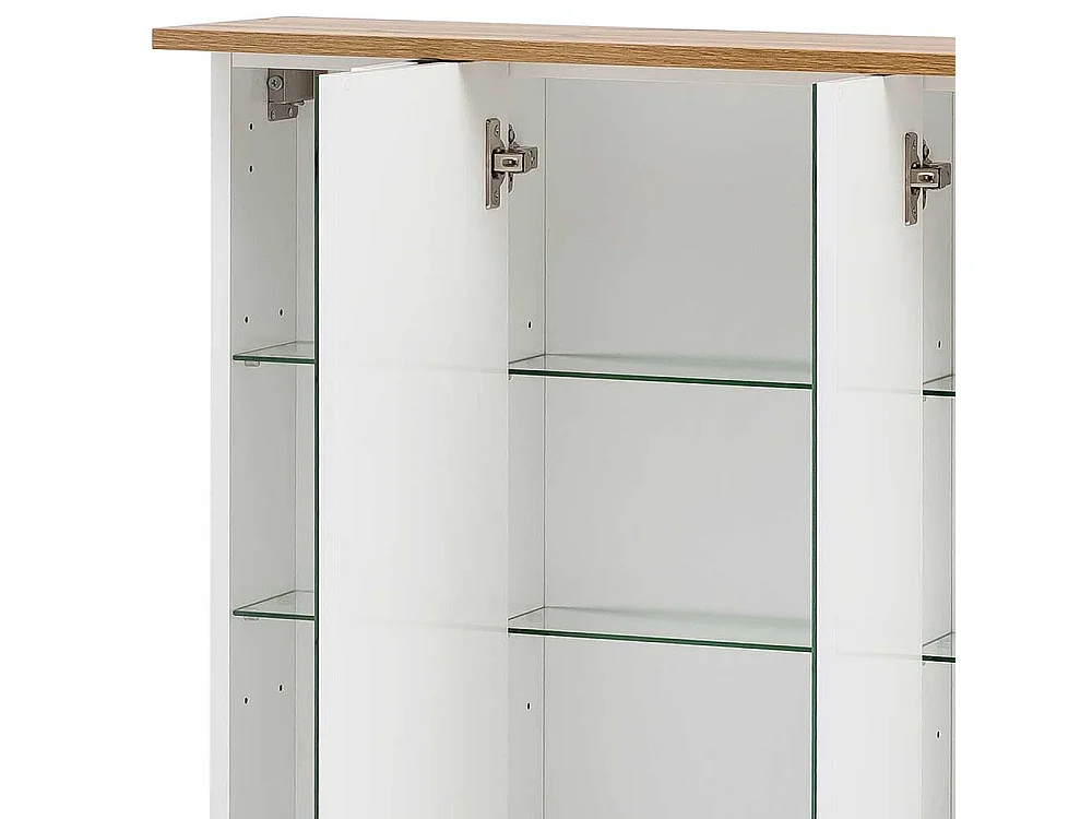 Spiegelschrank in Weiß und Eiche LED Beleuchtung